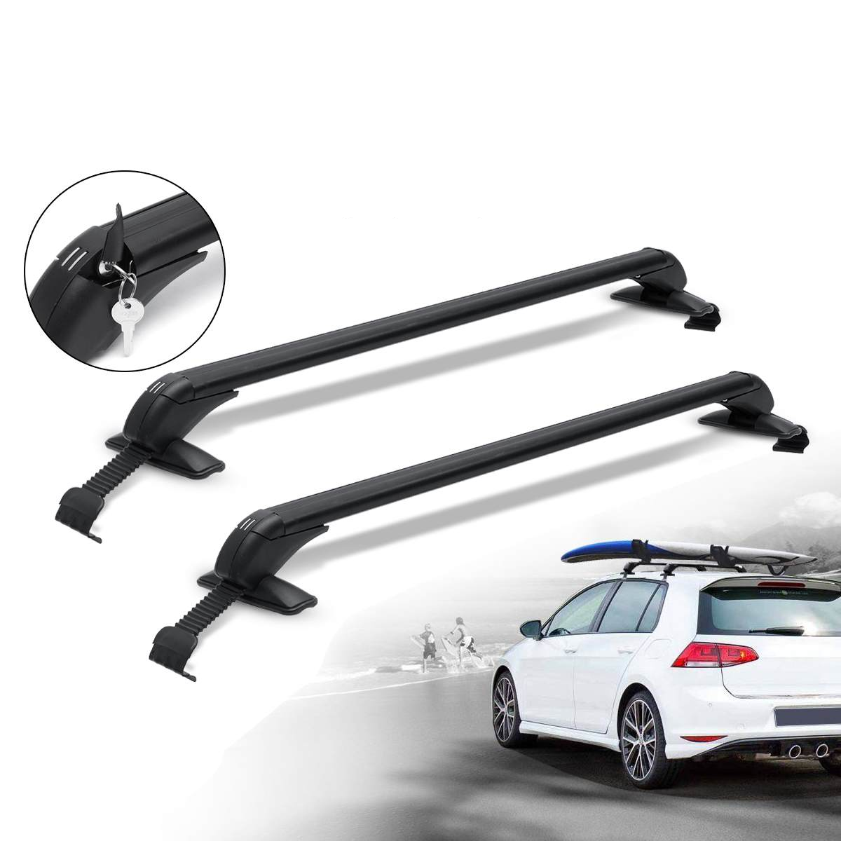 Universal roof rack locking system with key for security