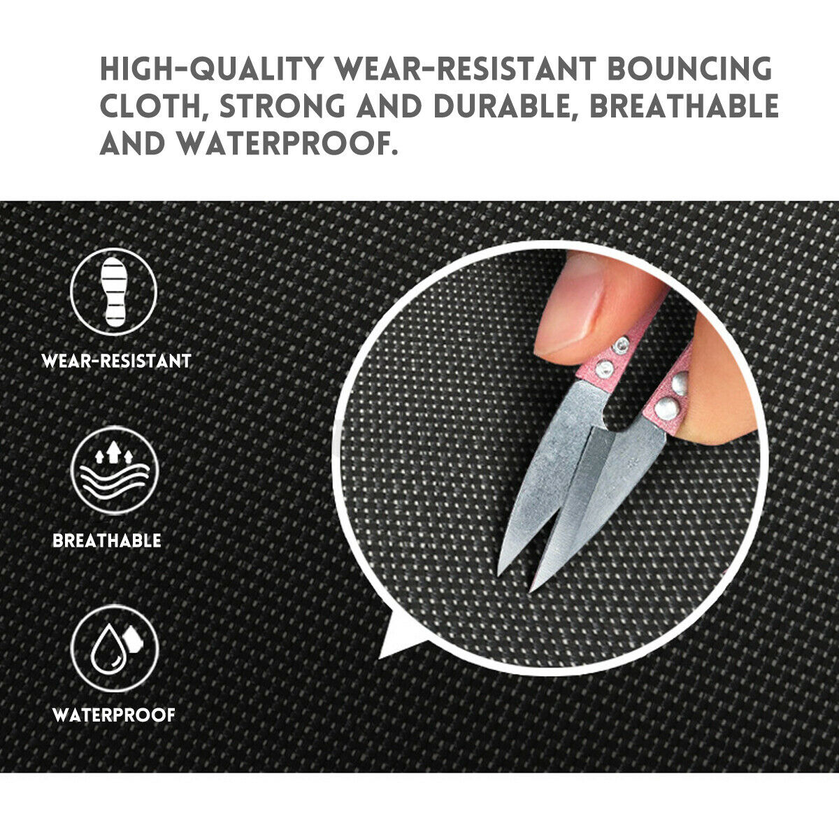 User jumping on trampoline mini foldable rebounder indoors