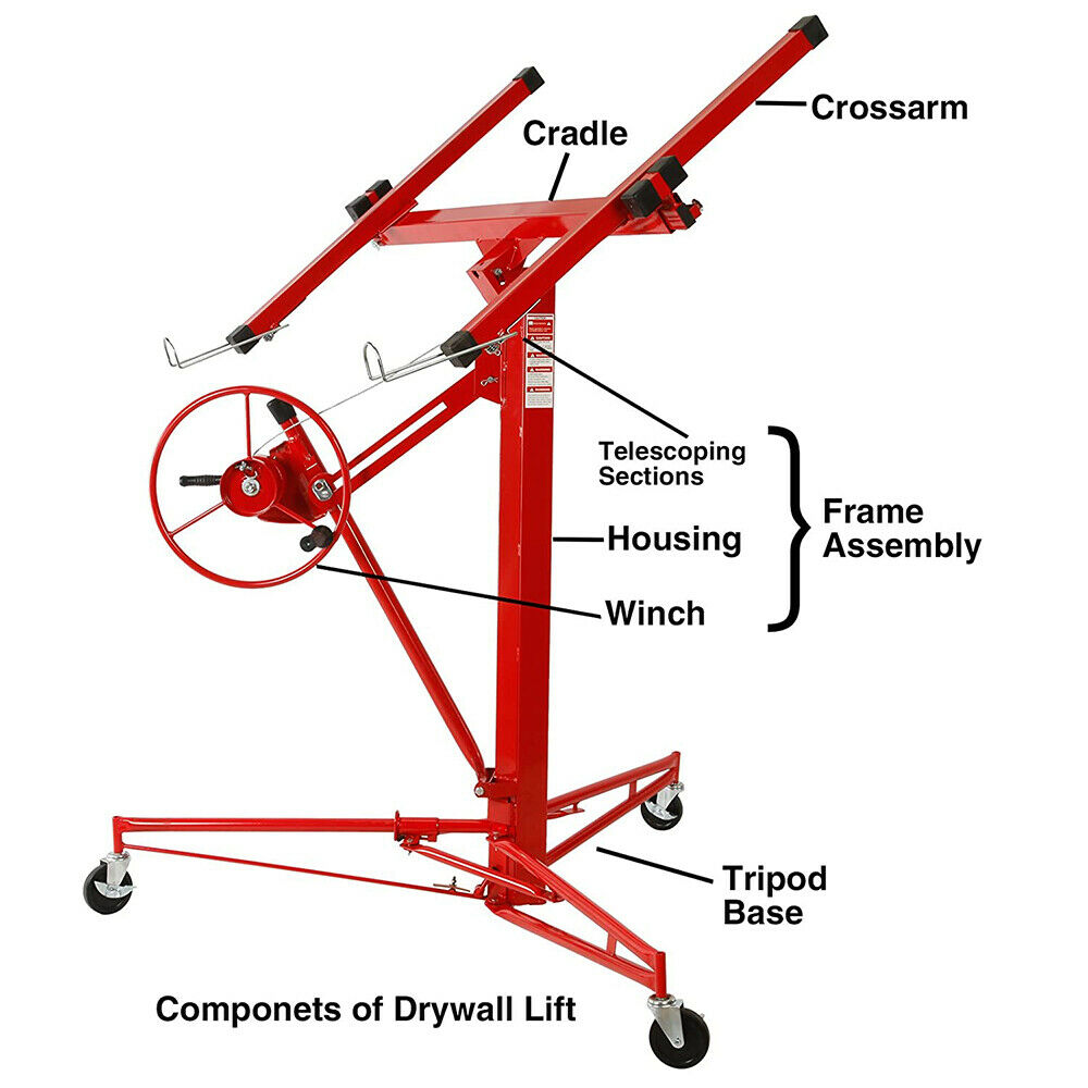 Drywall panel lifter cradle lowered for panel loading
