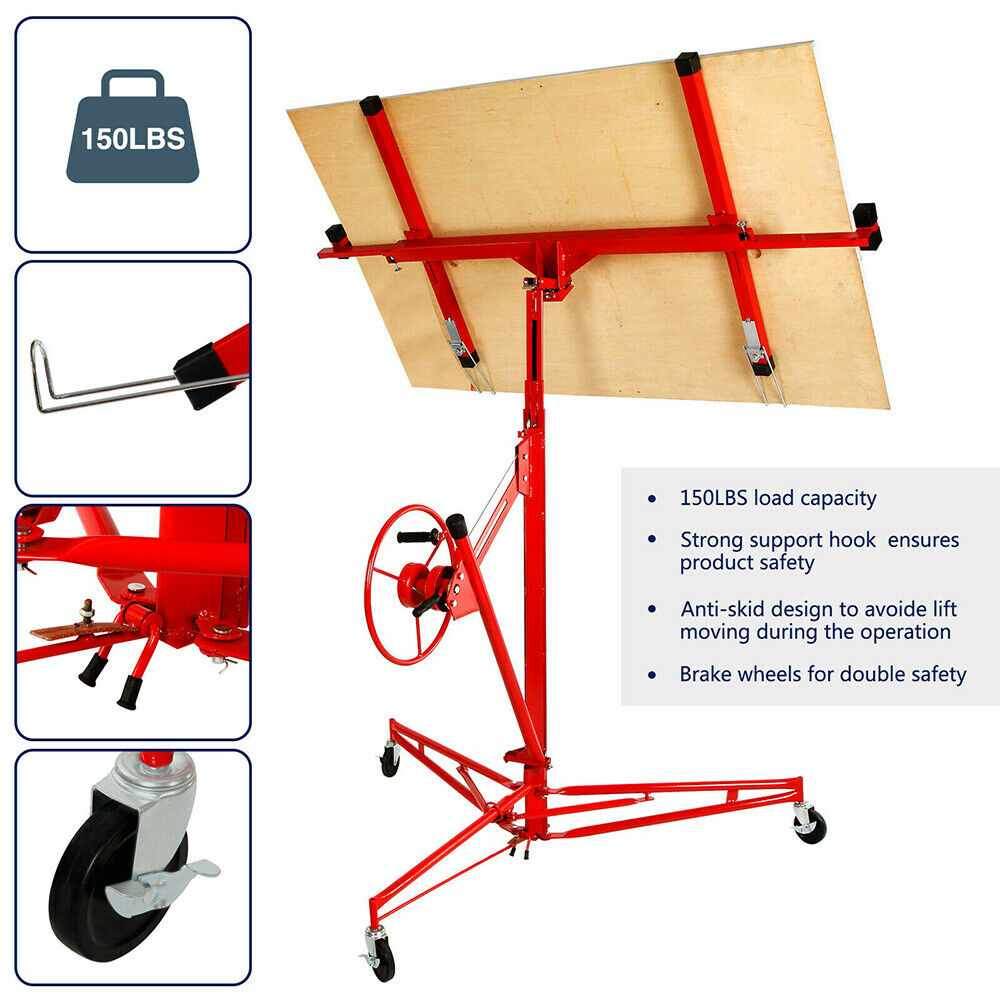 Drywall panel lifter height adjustment mechanism