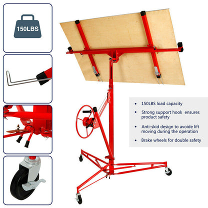 Drywall panel lifter height adjustment mechanism