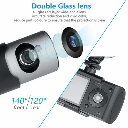 USB cable and cradle mount included with dual car dash camera