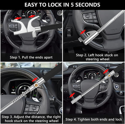 Car steering wheel lock with removable sharp cone tool