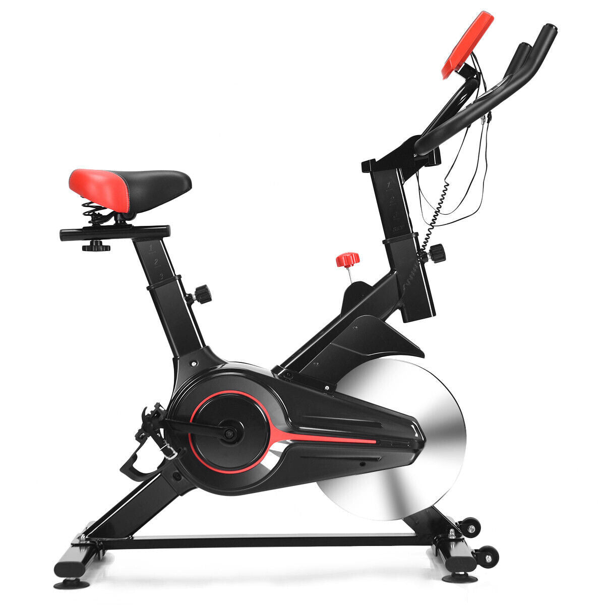 Exercise bike showing dual locking knob for resistance