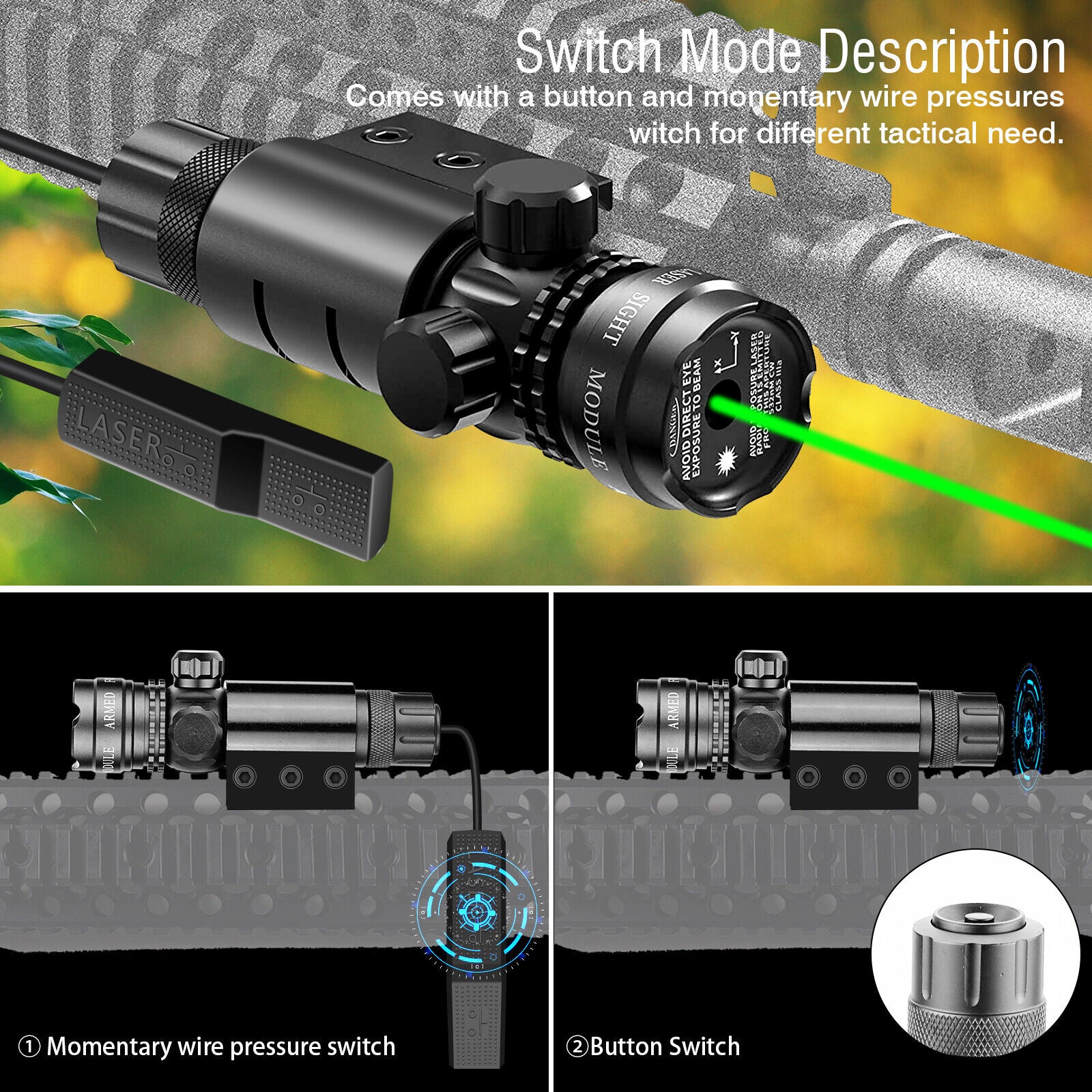 Green Laser Sight with included USB charger and battery