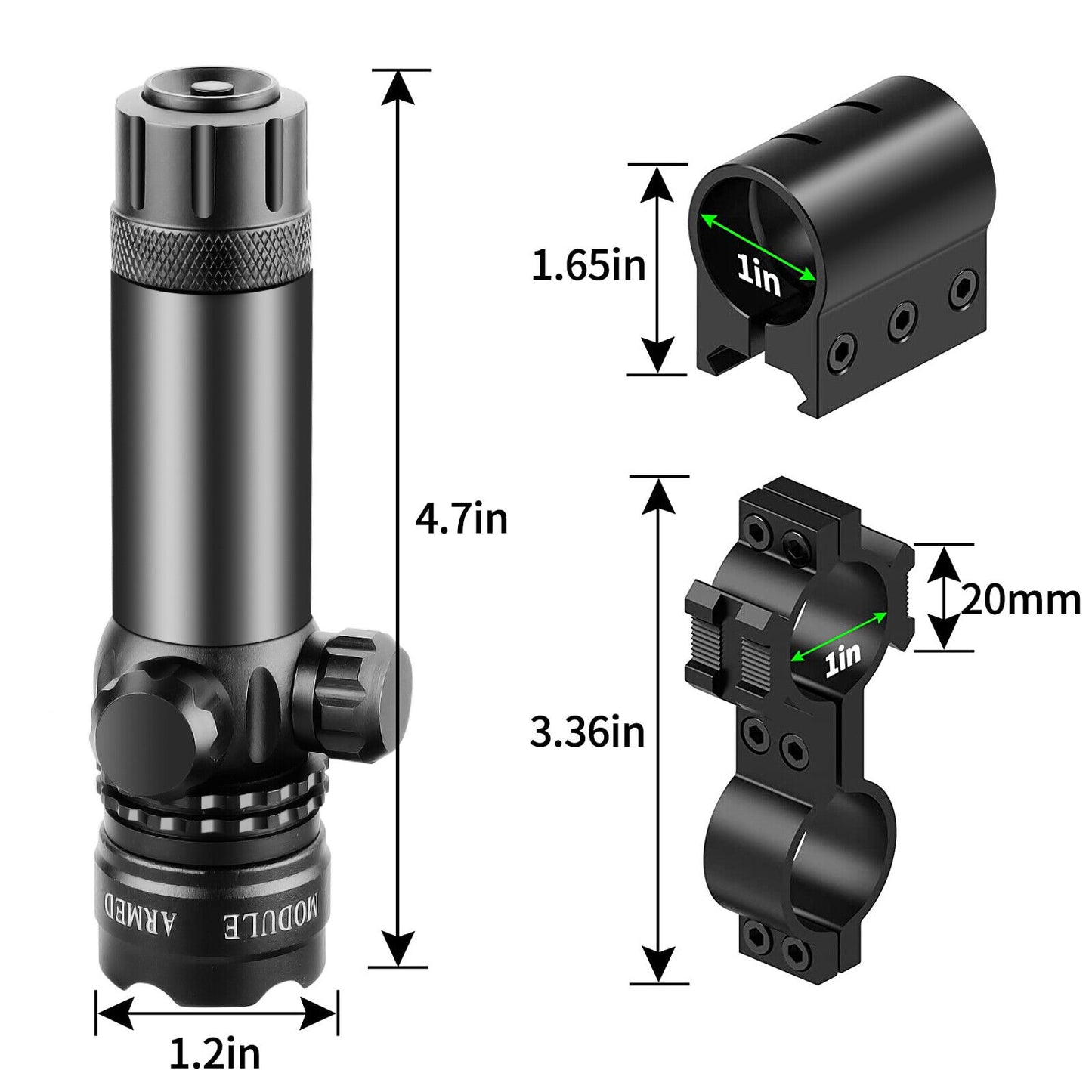 Green Laser Sight with included USB charger and battery