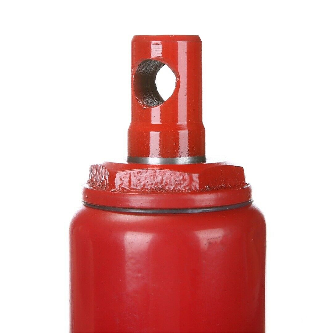 Red hydraulic ram 8T jack highlighting 70mm diameter casing