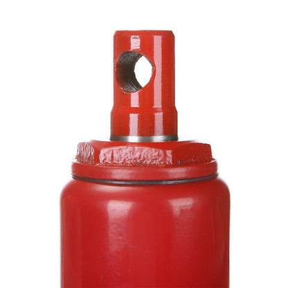 Red hydraulic ram 8T jack highlighting 70mm diameter casing