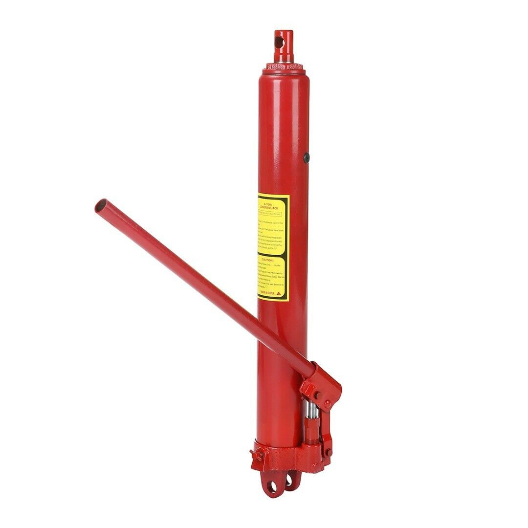 Hydraulic ram 8T jack lifting heavy load in workshop