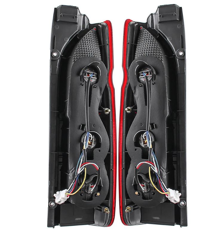 Toyota Hiace tail light set with clear and red lens sections