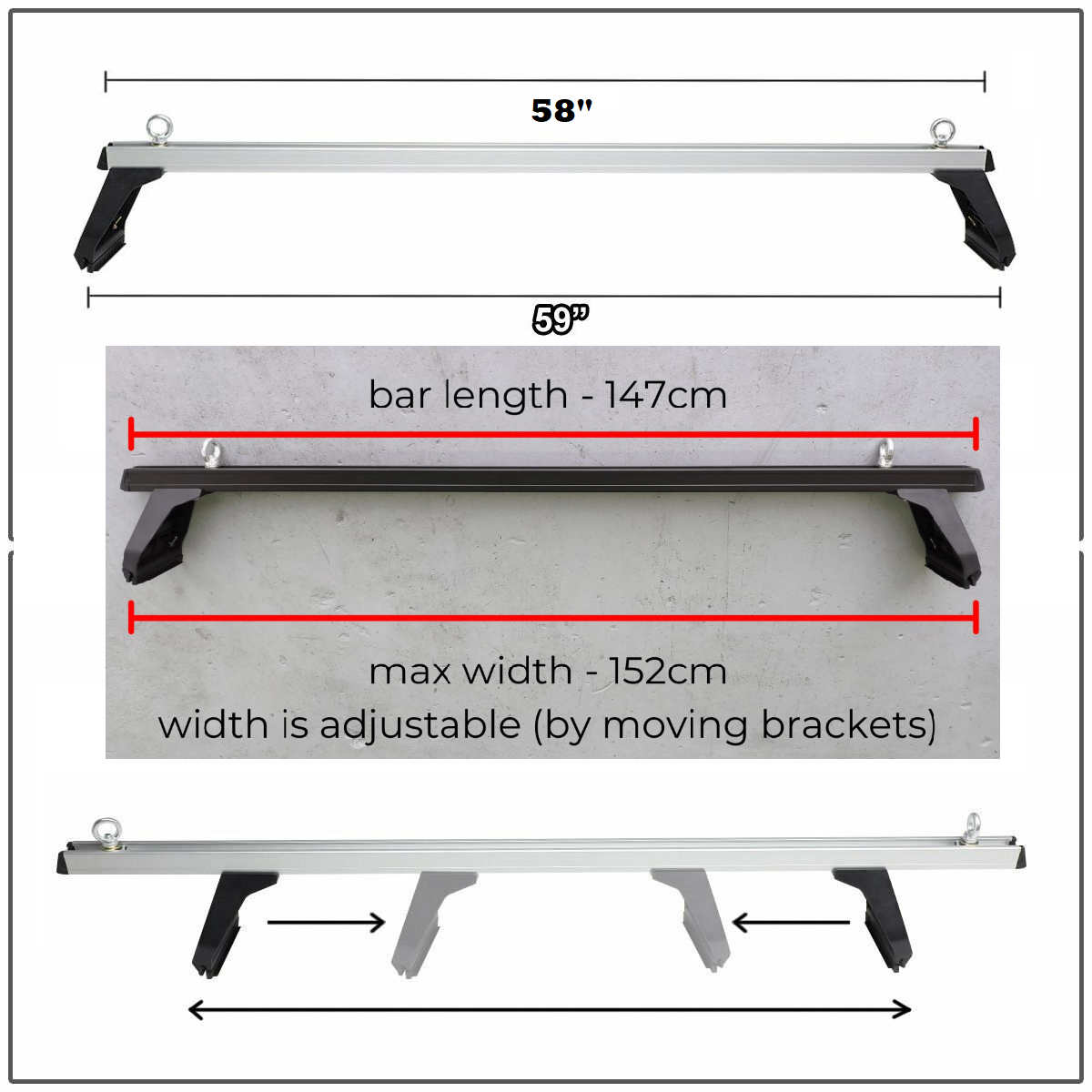 Top angle of car roof racks cross bar with tie down straps