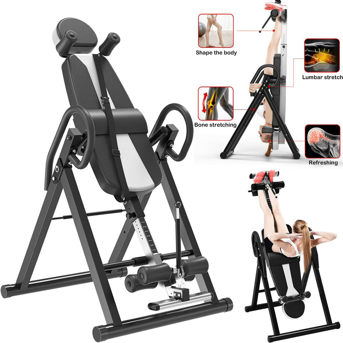 Inversion table assembled dimensions showing length and width