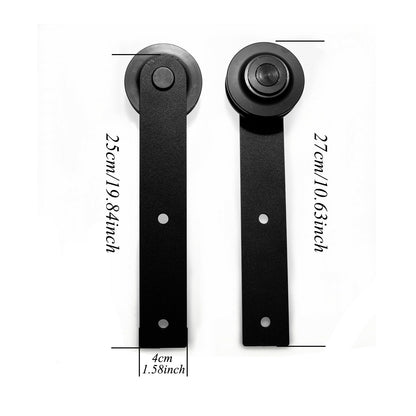 Rubber door stopper on barn door hardware to prevent rolling off