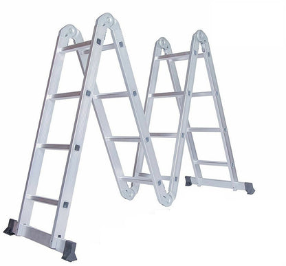 Side view of aluminium extension ladder with safety locking hinges