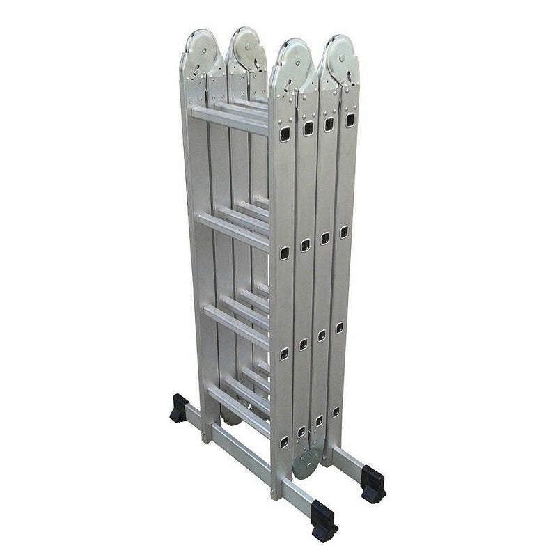 Side view of safety locking hinges on aluminium extension ladder