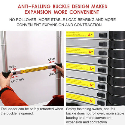 locking mechanism on 5m multipurpose telescopic ladder rungs