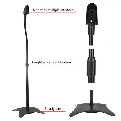Pair of black speaker stands for home theatre use