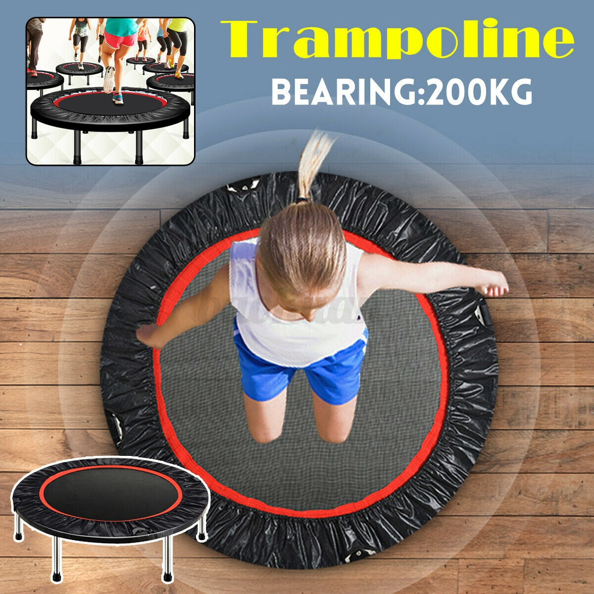 Top angle of trampoline rebounder with PP mesh fabric