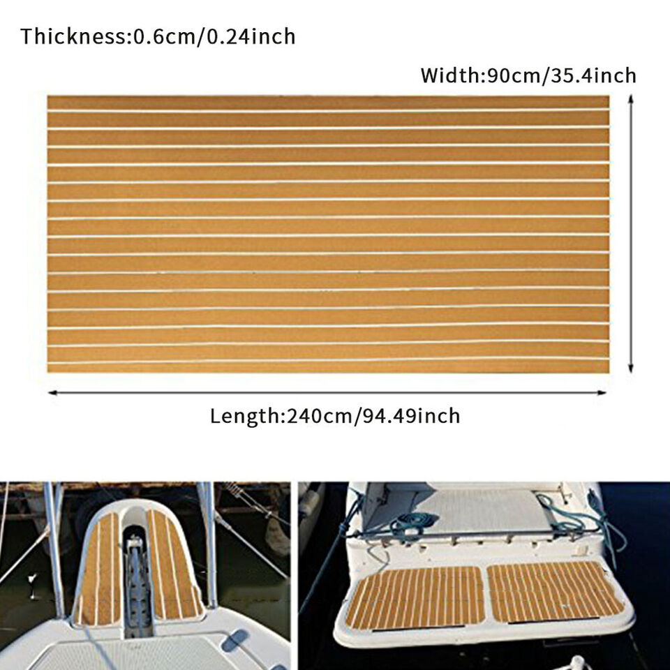 Brushed and grooved surface of marine carpet teak boat mat