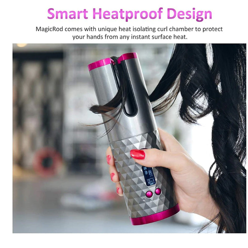 Hair curler cordless packed ready for travel in a small bag
