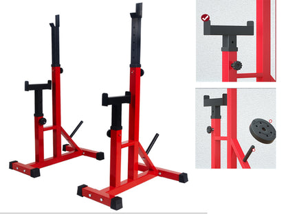 Close up of steel frame on squat rack weight stand