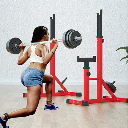 Squat rack barbell stand loaded with weights for bench press