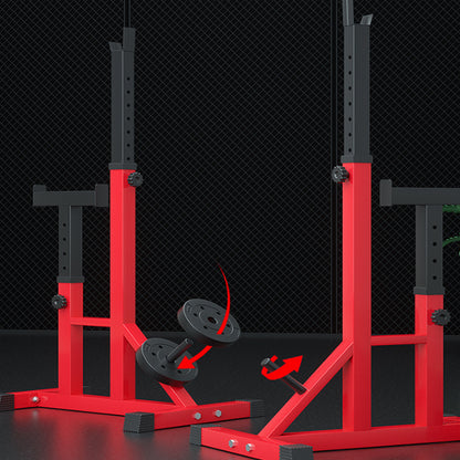 Front angle of squat rack with sturdy steel construction
