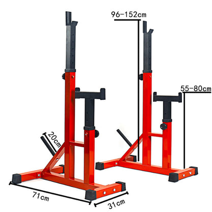 Side view of squat rack bench press rack with barbell