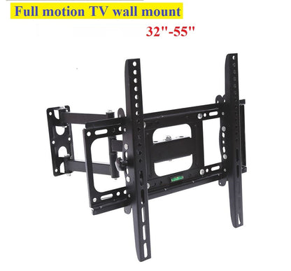 Black steel TV wall bracket mounted on white wall