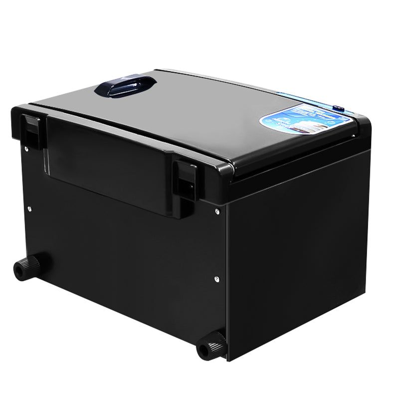 Black towel warmer sterilizer with closed door and handle