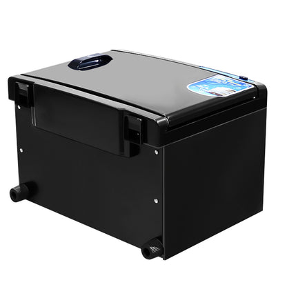 Black towel warmer sterilizer with closed door and handle