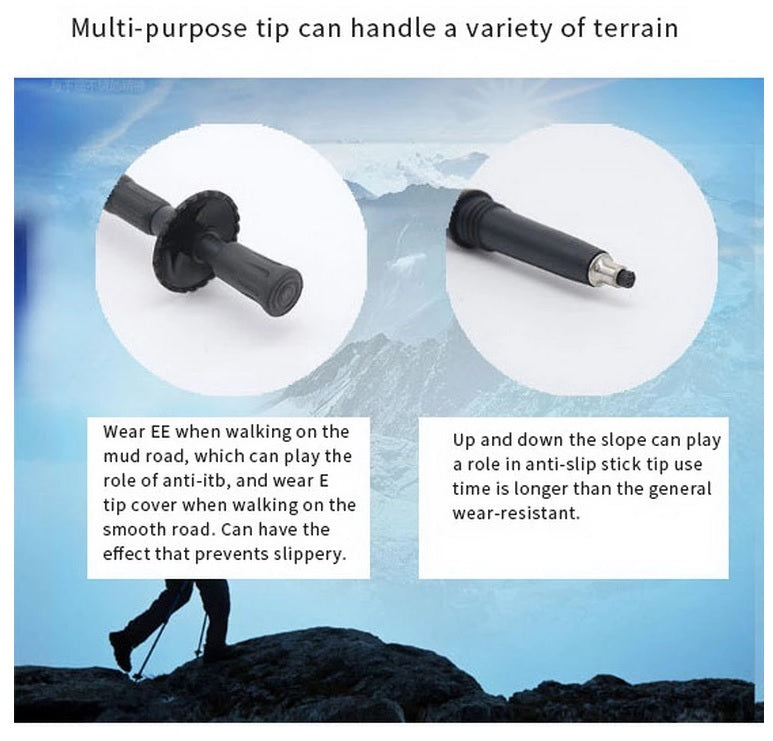 Trekking poles pair with wrist straps visible on handles