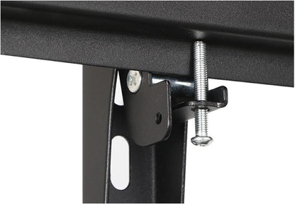 Tilt adjustment mechanism on TV stand TV bracket close up