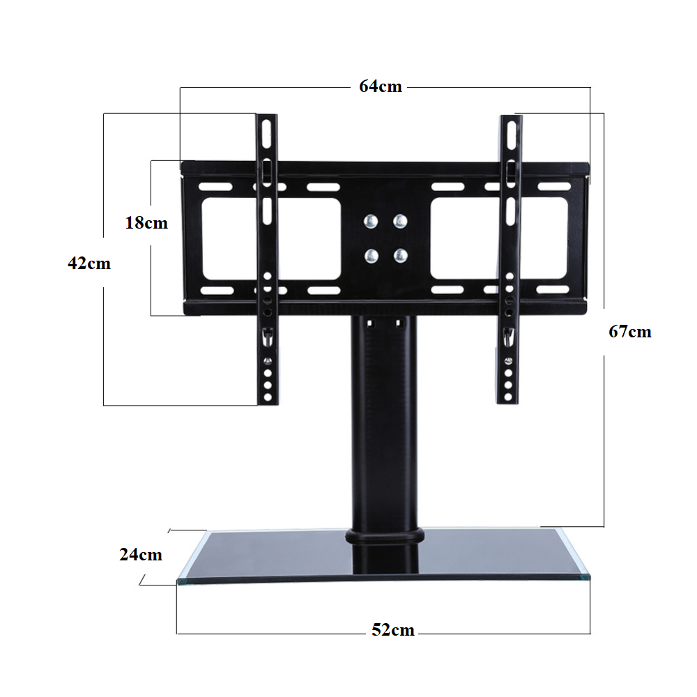 Black universal TV stand TV bracket with cold rolled steel frame