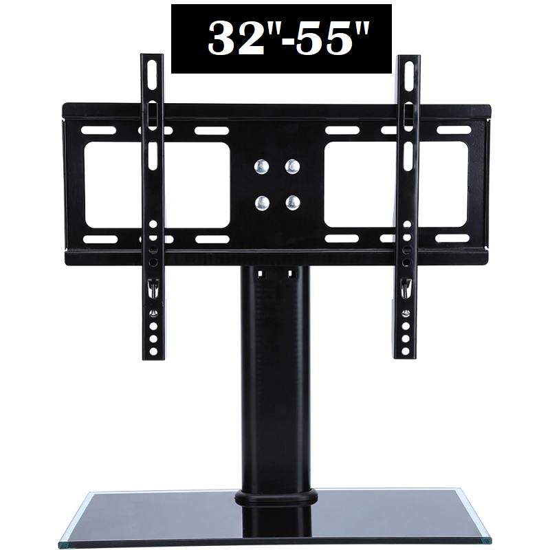 Close up of adjustable mount on universal TV stand TV bracket