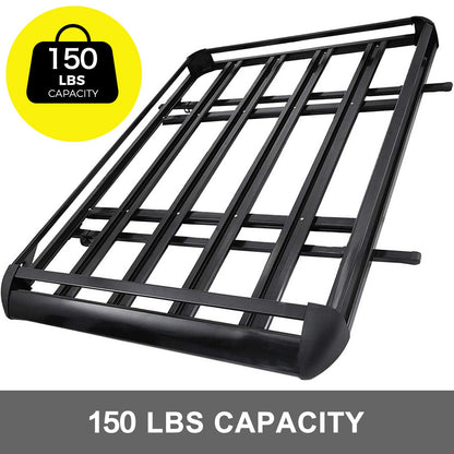 Universal roof rack basket showing lightweight aluminium frame detail