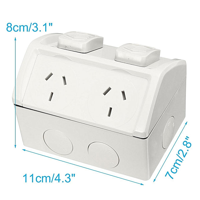 Side view of 15 amp outdoor power point with horizontal mount