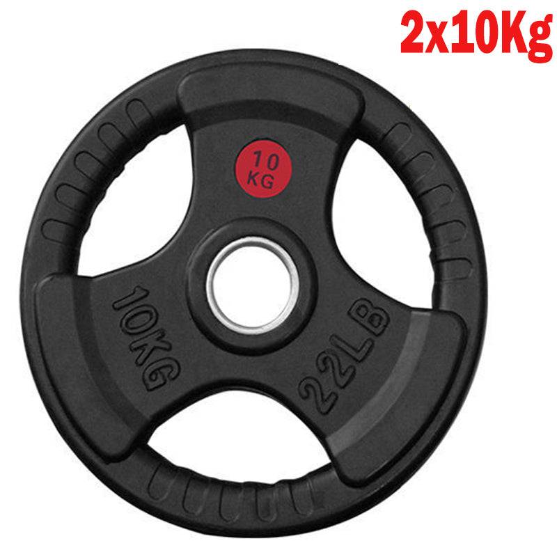 Three-hole handle design on Olympic bumper weight plate